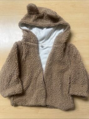 Quincy Mae Teddy Hooded Puffer Jacket in Brown